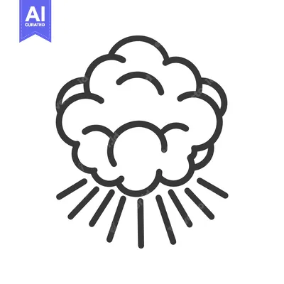Premium design asset: A stylized cloud emitting rays of light from beneath it