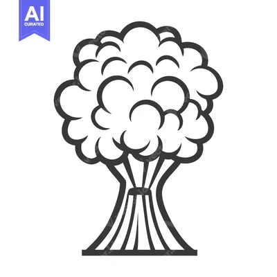 Premium design asset: A graphic line drawing of a vegetable with floret tops