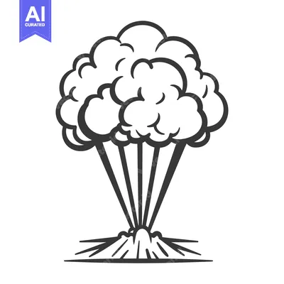 Aset premium populer: An explosion illustration showing a mushroom cloud with rising debris