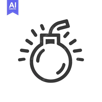 Aset desain premium: Cartoon Bomb Icon with Sparks, Dark Gray on White Background, Vector I