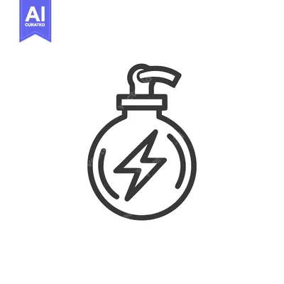Aset premium populer: Energy Bomb Icon: Bold Outline Design with Lightning Bolt Symbol