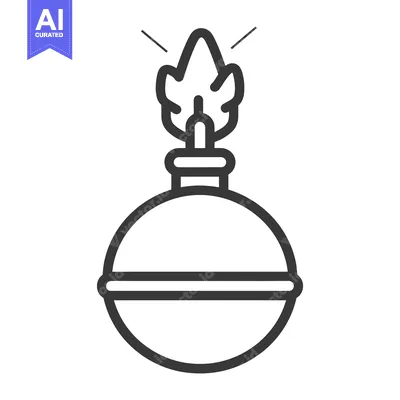 Aset premium populer: A simple drawing of a round object with flames on top