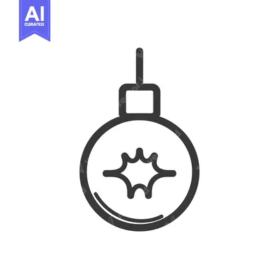 Aset premium populer: Simple black and white Christmas ornament graphic on white background