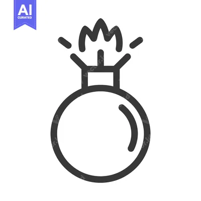 Popular premium asset: A simple line drawing of a bomb with ignited fuse