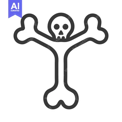 Aset desain premium: A skull shaped icon with bones outstretched in a symbolic pose