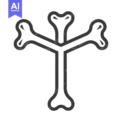Aset desain premium: A simple graphic image featuring a stylized skeletal bone design