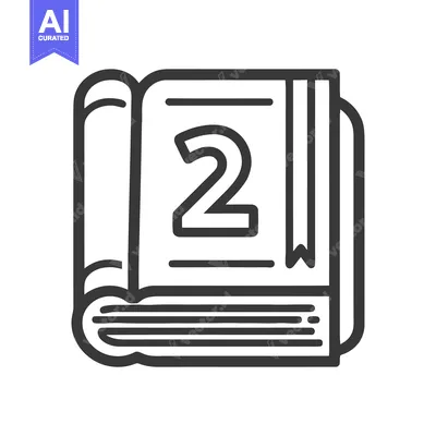 Aset desain premium: Second Book Icon: Open Volume with Bookmark, Education Symbol, Black O