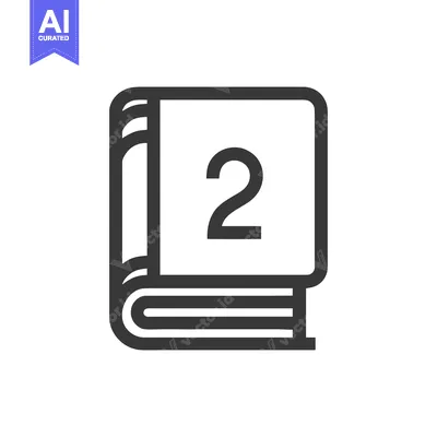 Aset desain premium: Minimalist Book Icon with Number Two, Isolated Design