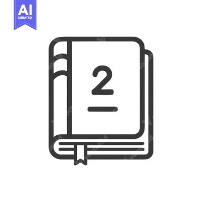 Premium design asset: Minimalist Book Icon with Bookmark and Number Two