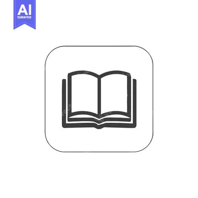 Aset desain premium: Open Book Icon in Rounded Square, Minimalist Design, Education Symbol
