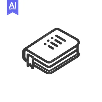 Aset desain premium: Isometric Book Icon with Bookmark and Text Lines, Dark Gray on White