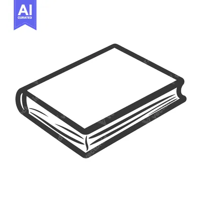 Aset desain premium: A monochrome illustration of a closed book with a thick spine