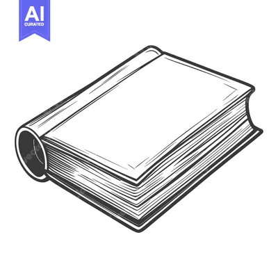 Aset premium populer: A closed book drawn in grayscale perspective shows details