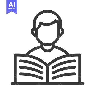 Aset premium populer: A person is reading a book in a simple minimalistic style