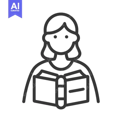 Aset desain premium: A person is depicted reading an open book attentively
