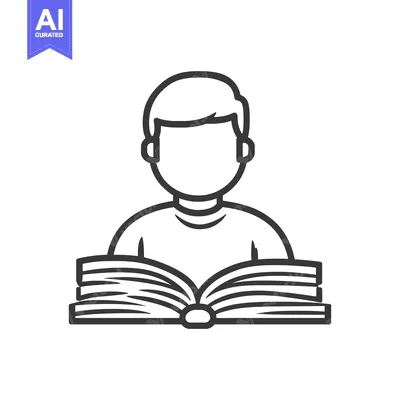 Popular premium asset: Simple outline of a person reading an open book