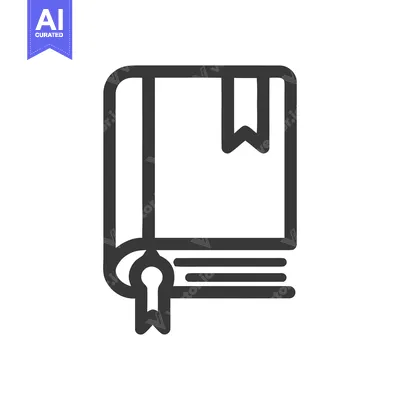 Aset premium populer: Simple Book Icon with Bookmark, Minimalist Design on White Background.