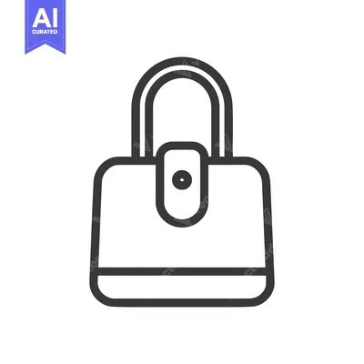 Aset desain premium: Minimalist Handbag Icon: Elegant Outline Design on White