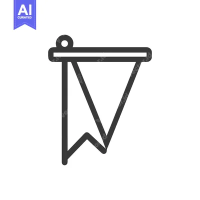 Aset premium populer: Pennant Icon: Simple, Bold Outline of a Triangular Flag with a Circula