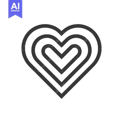 Concentric Heart Outline: Minimalist Love Symbol on White Background