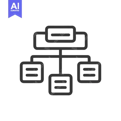 Aset desain premium: Simple Hierarchy Chart Icon with Rounded Rectangles and Lines on White