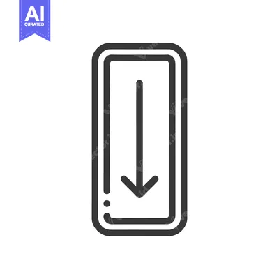 Aset desain premium: Minimalist Down Arrow Icon in Rounded Rectangle Frame, Graphic Design