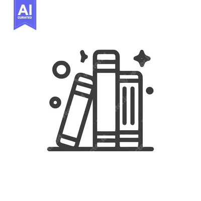 Premium design asset: Stack of Books with Sparkles Icon, Minimalist Line Art