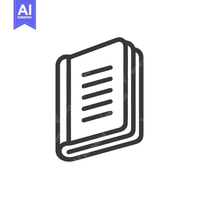 Aset desain premium: Minimalist Book Icon: Dark Outline on White Background, Education Symb