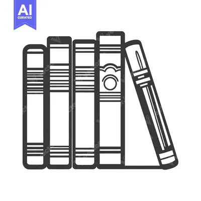 Aset premium populer: Five books standing upright and leaning slightly to the side