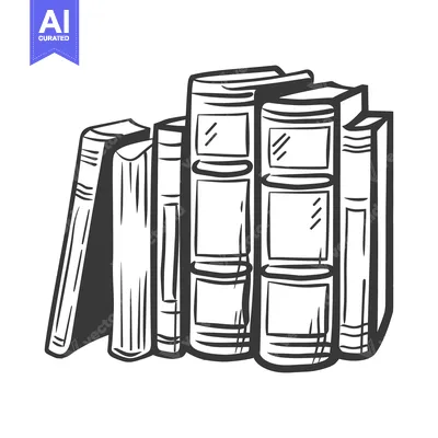 Aset premium populer: A collection of standing books stacked neatly together in monochrome s