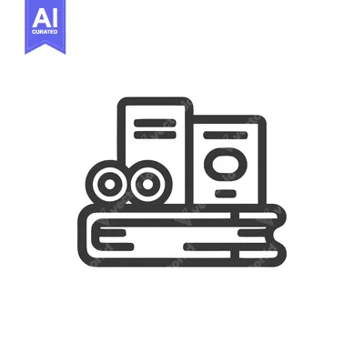Aset desain premium: Stacked Books and Scrolls: Minimalist Icon for Education and Knowledge