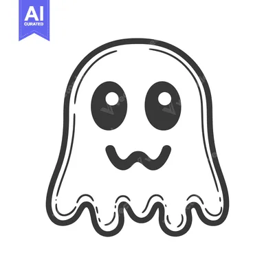 Premium design asset: A cute smiling ghostly character with round eyes and a wavy base
