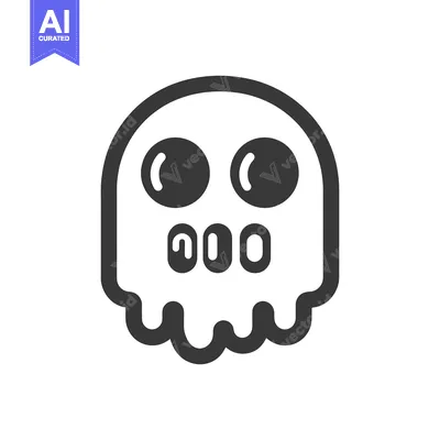 Aset premium populer: A simplistic ghostly illustration featuring a smiling spooky figure wi