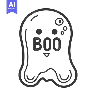 Aset premium populer: A playful cartoon ghost with a smiling face and spooky design