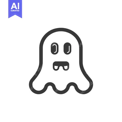 Aset premium populer: A Simple Cartoon Ghost With Black Outline and White Background