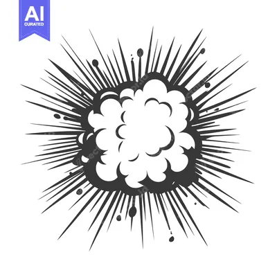 Aset premium populer: Graphic illustration depicting an explosion effect with cloud and rays