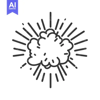 Aset desain premium: A black and white graphic depicts a burst of energy