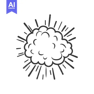 Popular premium asset: A black and white cartoon illustration depicting an explosion graphic