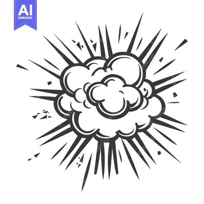 Popular premium asset: Depiction of an exploding cloud within a dynamic graphic design