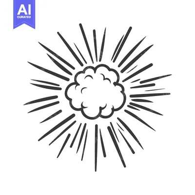 Premium design asset: A simplistic black and white illustration of a burst effect