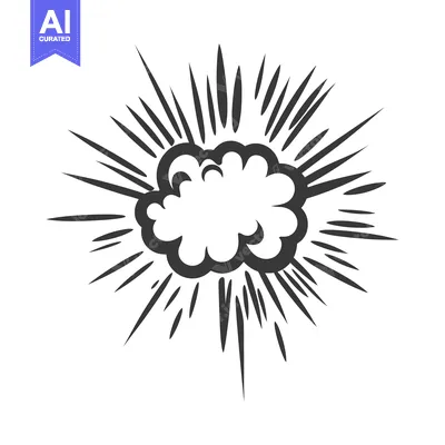 Aset desain premium: Simple Black And White Drawing Depicting An Explosion Burst