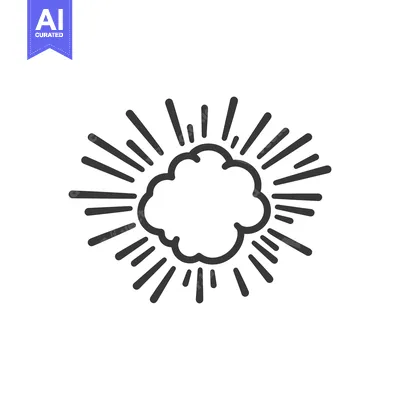 Aset premium populer: Simple illustration featuring a cloud surrounded by radiating lines