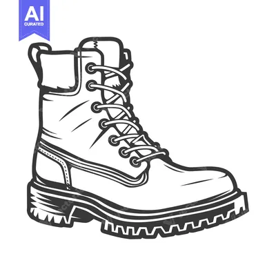 Premium design asset: An illustrated drawing of a sturdy lace up work boot