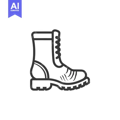 Popular premium asset: A monochrome line drawing depicts a single work boot
