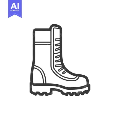 A simple line illustration of a tall hiking or work boot