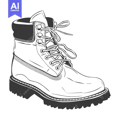 An illustration depicting a sturdy work boot with laced shoe strings
