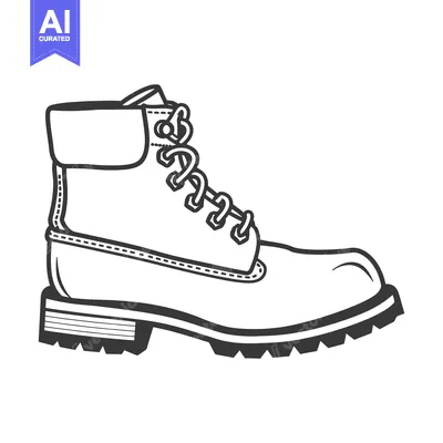Popular premium asset: A detailed black and white illustration of a sturdy boot