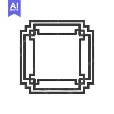 Premium design asset: Geometric Frame Design: Pixelated Border with Intricate Corner Details