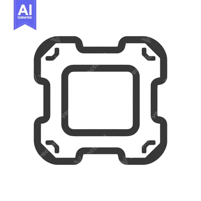 Aset premium populer: Stylized CPU Socket Icon: Bold Outline on White Background