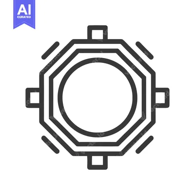 Aset desain premium: Geometric Icon: Octagon with Circle and Square Extensions, Minimalist